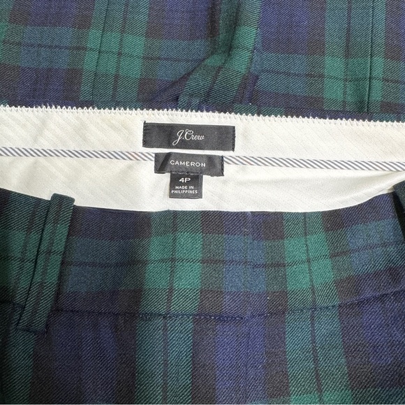 J. Crew Cameron Green and Blue Plaid Pants 4P - Picture 6 of 9